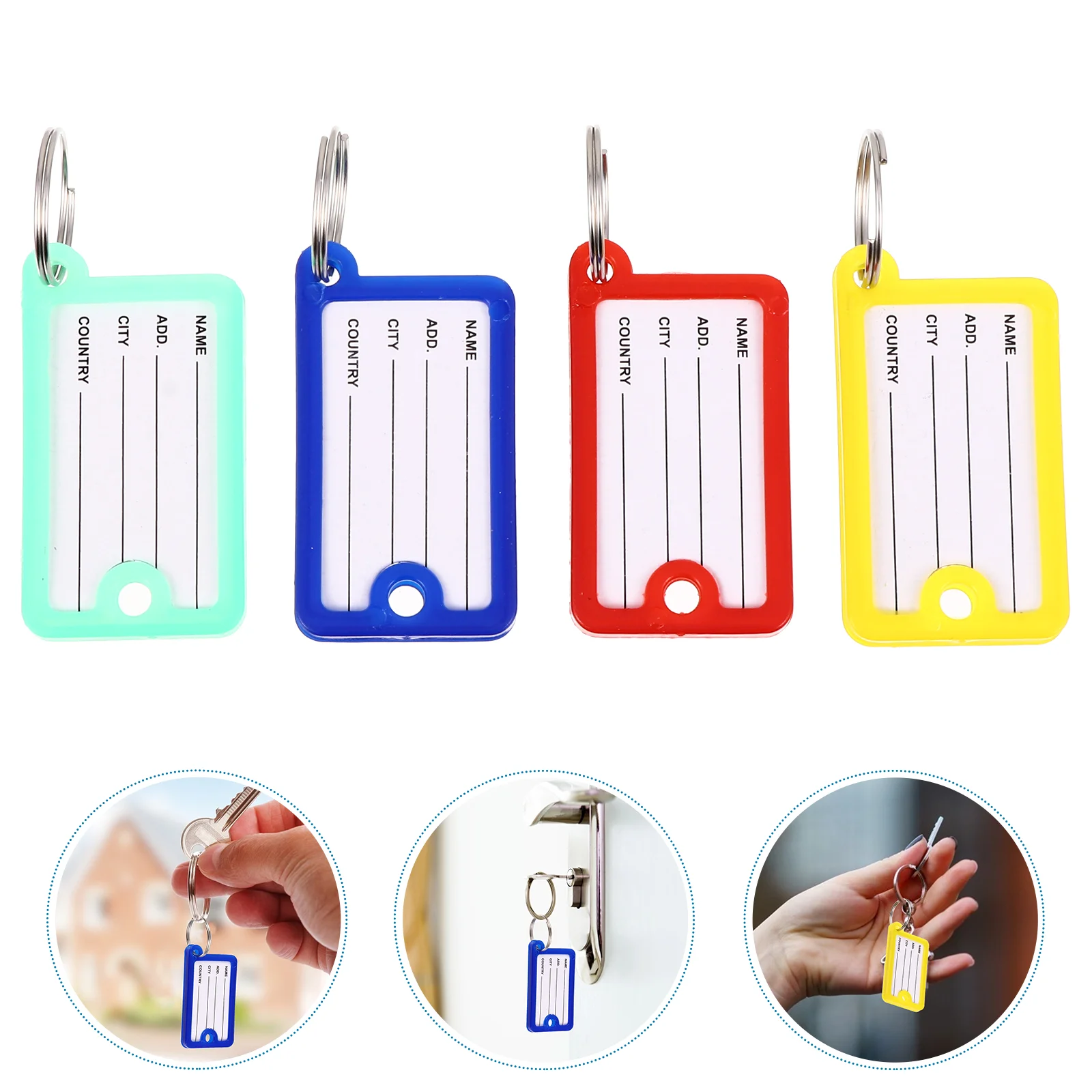 100 PCS Labels Color Classification Plate Luggage Tag ID Name Card Number Plates Key Ring Holder