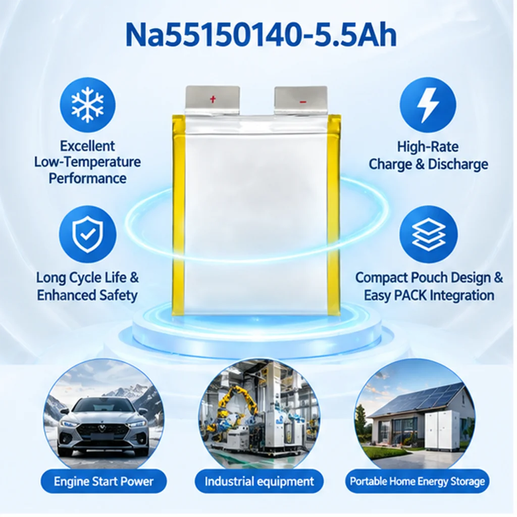 Victpower Na55150140 5.5Ah Sodium Ion Pouch Cell 2.8V Rechargeable Sodium-ion Battery for RV Off-Grid Solar DIY Battery Pack