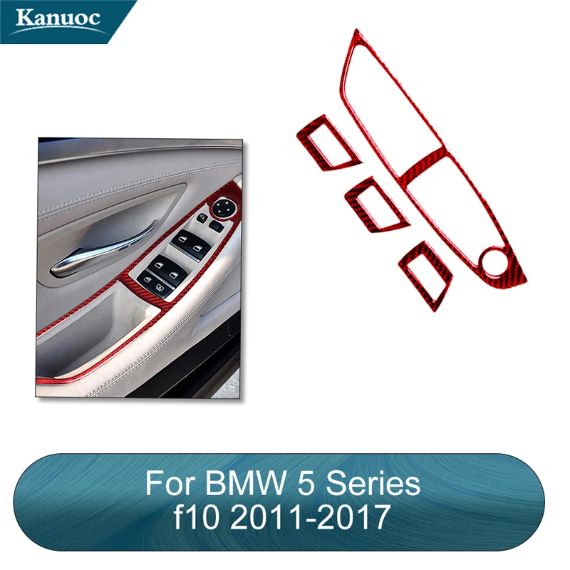 

For BMW 5 Series F10 F07 F01 F25 F26 2011-2017 Window Lift Panel Car Accessories Carbon Fiber Interior Decorative Stickers