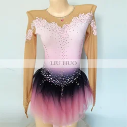 LIUHUO New Ice Dance Figure Skating Dress Women Adult Girl Teens Customize Costume Performance Competition Pink Children Kids