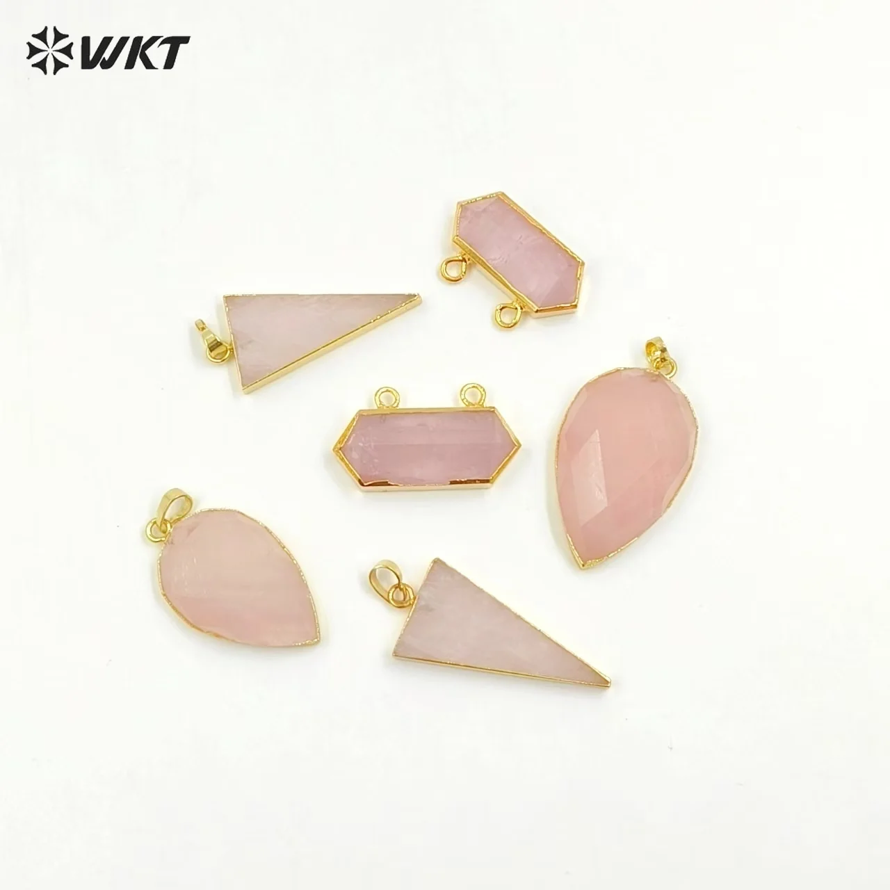 WT-P1988 Wholesale Fashion Randomly Shape Raw Chunky Rose Quartz Stone Pendants For Necklace Making Gemstone Jewelry