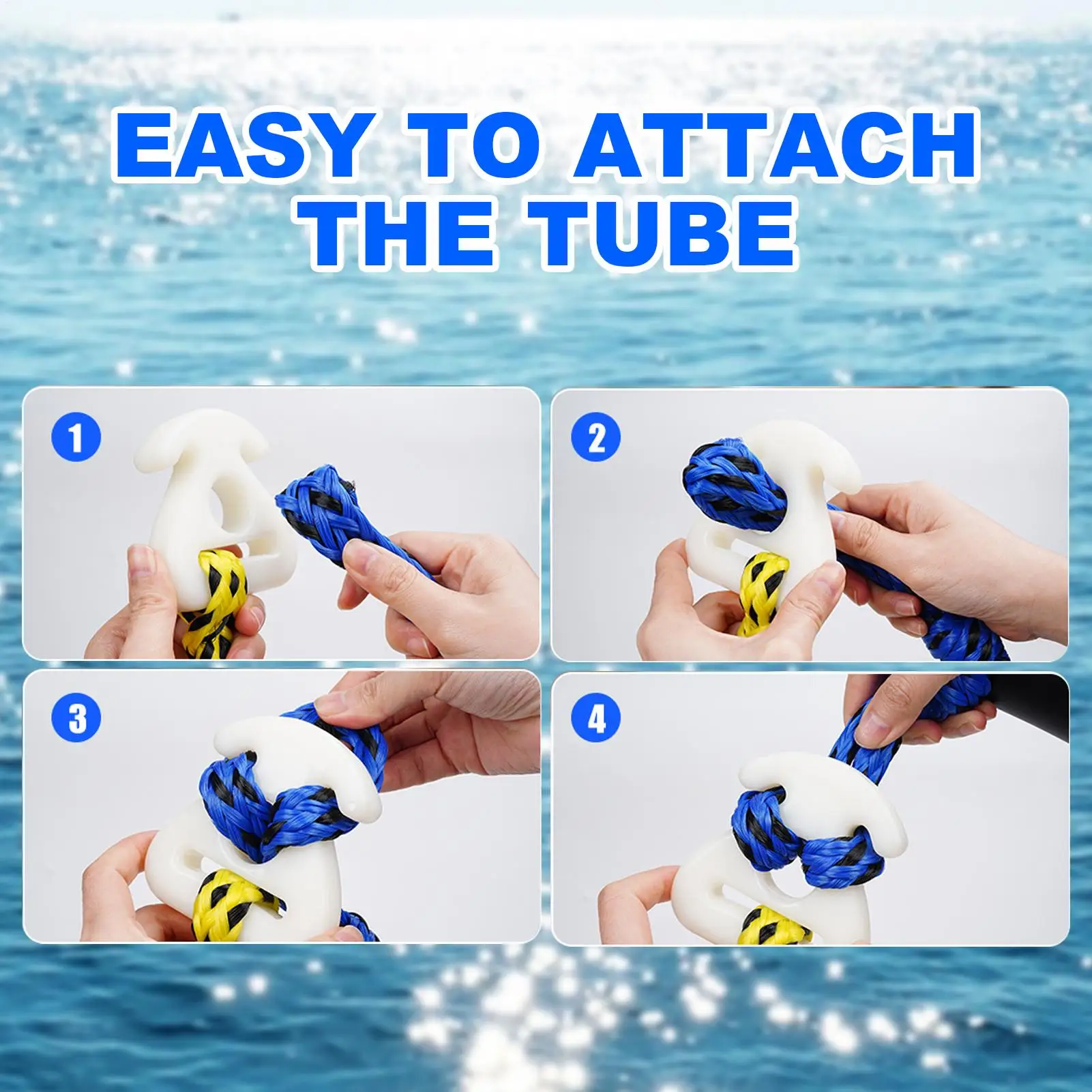 

Буксирные тросы для катания на лодках, сверхмощная веревка для водных лыж, 1000–2000 кг, для буксируемых трубок, буксировочный трос для наколенников 6/18 м