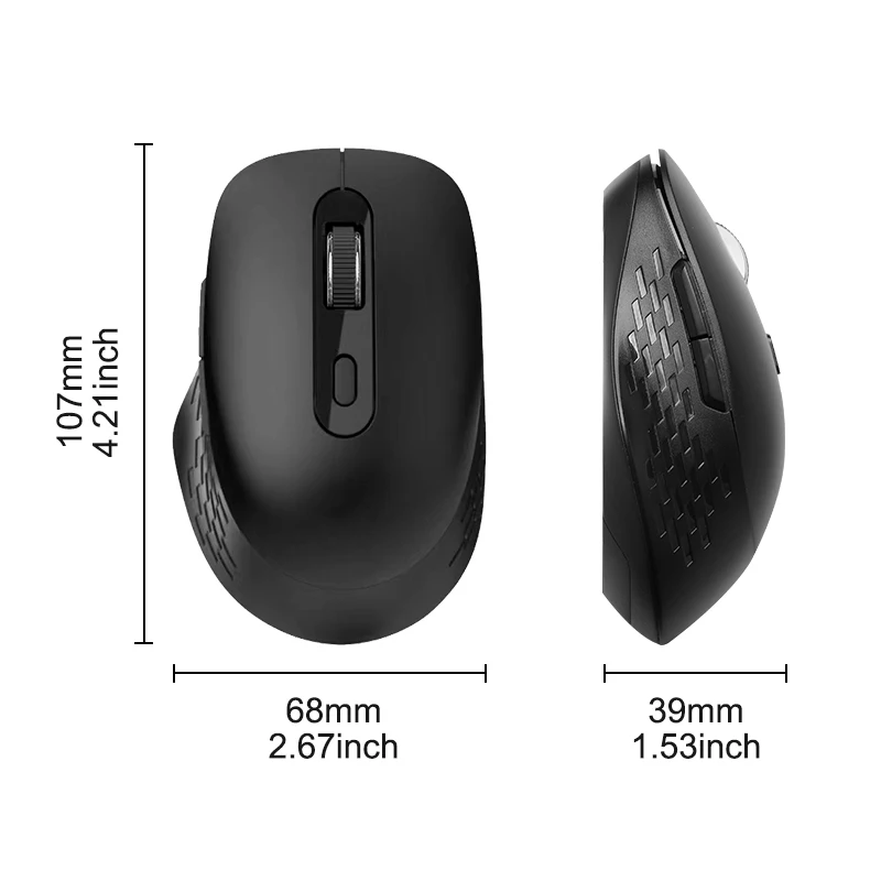 Mouse wireless ergonomico 2.4G con adattatore USB, 3 DPI regolabili, mouse da ufficio/giochi, per laptop/PC (batteria non inclusa)