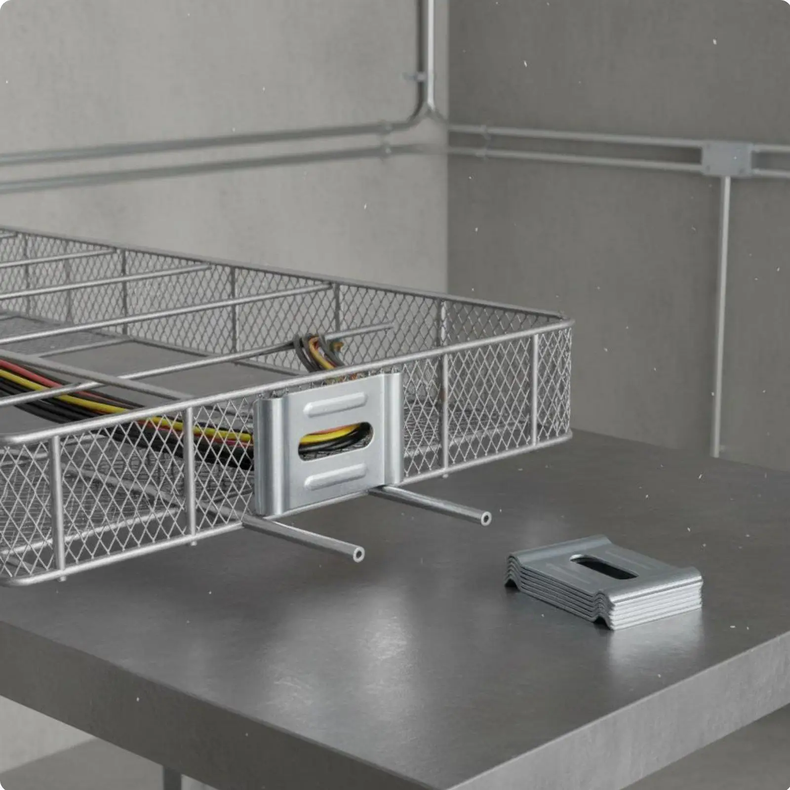 Heavy Duty Cable Tray Clamp Adjustable Metal Mounting Bracket for Industrial Wire Mesh Basket