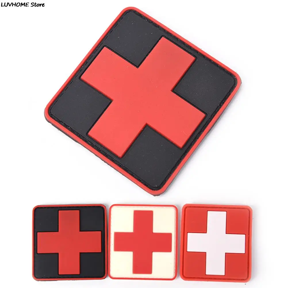 3D PVC Rubber Red Cross Flag Of Switzerland Swiss Cross Patch Medic Paramedic Tactical Morale Badge