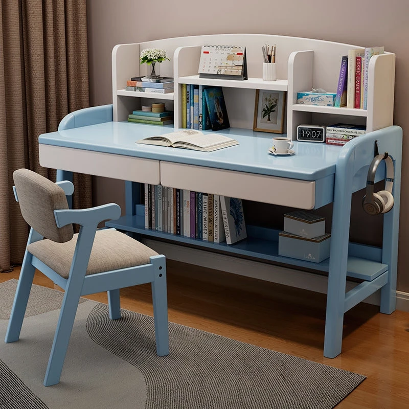 Solid wood children's study table Junior high school students' home desk Bedroom writing desk Student desk