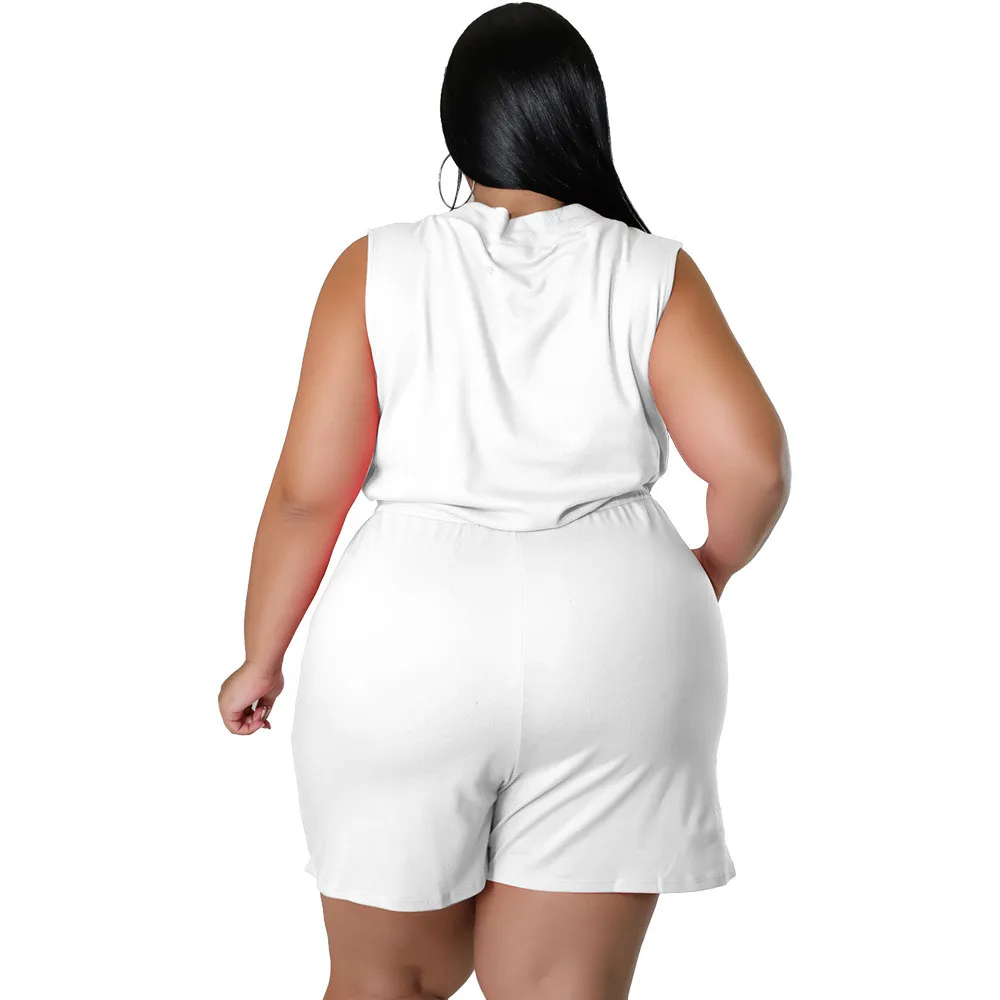 Wmstar Jumpsuit Plus Size Women Clothing Summer Casual Sweet Sleeveless Solid Playsuits with Pockets Wholesale Dropshipping 2022