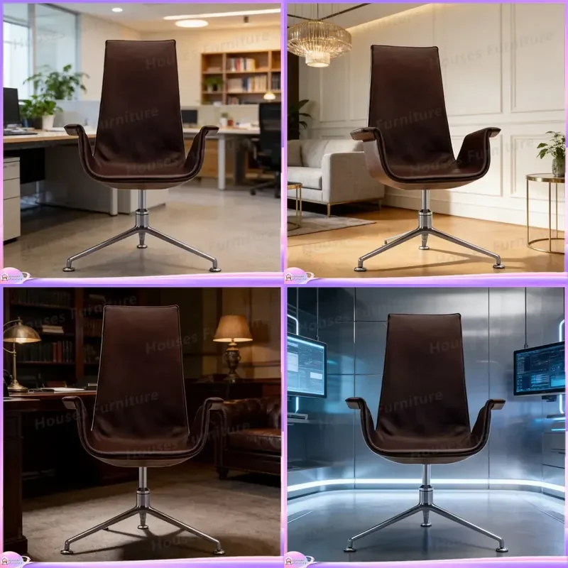 Cadeira Executiva Ergonômica de Escritório com Encosto Alto em Couro, Cadeira Giratória para Computador, Cadeira de Tarefas com Rodas para Home Office