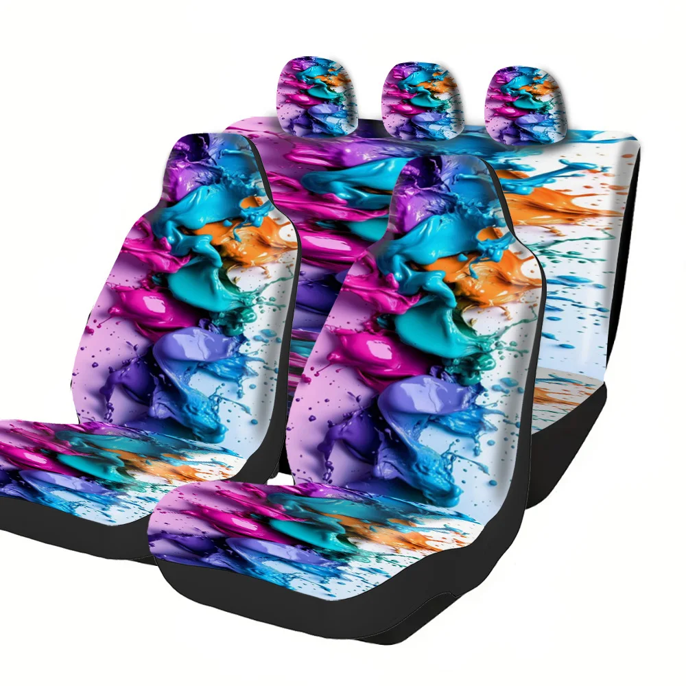 

Trendy Printed Car Seat Covers With Halloween Christmas New Year Easter Themes Paint Splashes Liquid Art Color Flow Design Premi