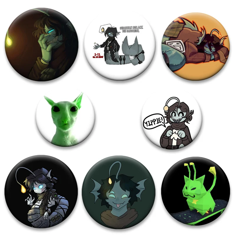 Sebastian Solace Anime Pin Regretevator Gnarpy Cute Cartoon Badge Handmade Tinplate Brooches for Backpack Clothes Accessory Gift
