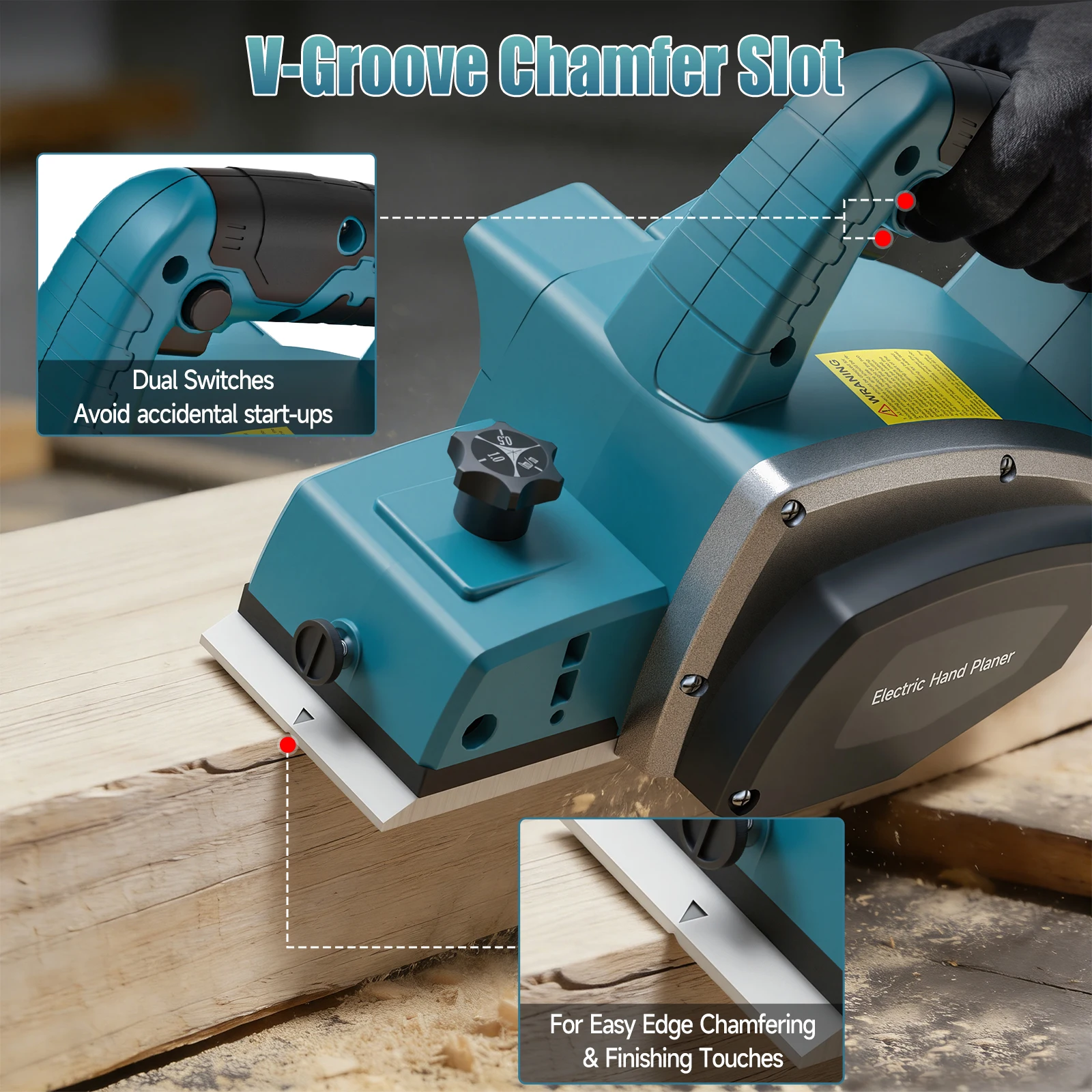 Brushless Electric Planer 30000RPM Cordless Electric Router Trimmer Power Planer DIY Cutting Woodworking Tool for Makita Battery