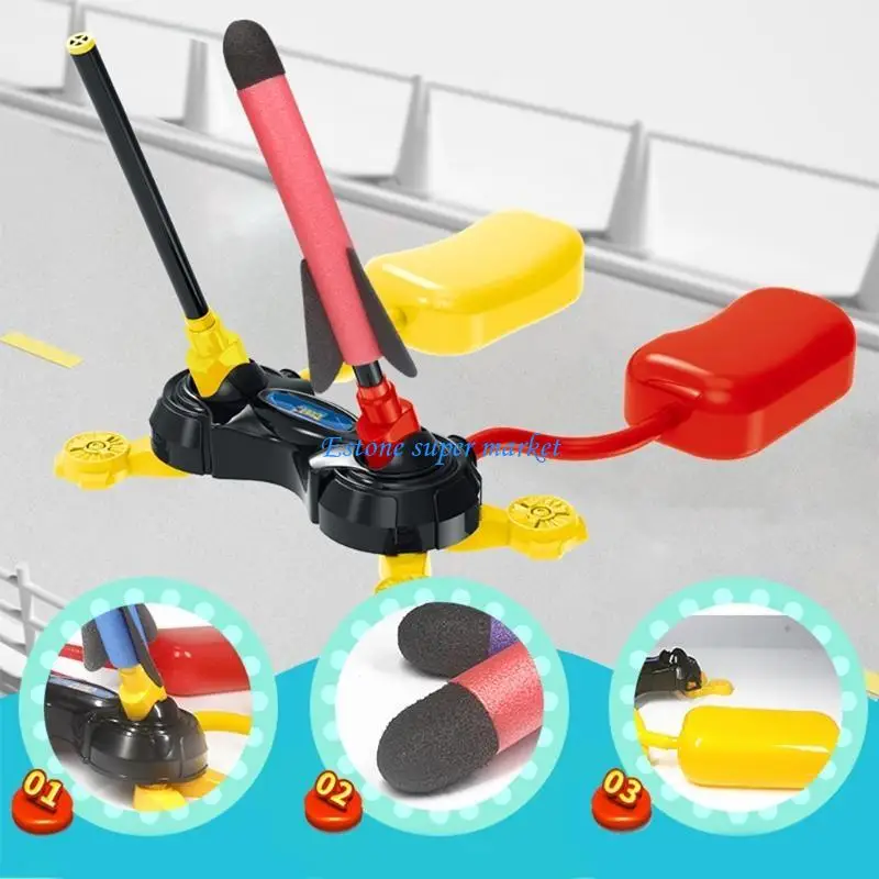 لعبة قاذفة الصواريخ 090B، صواريخ إسفنجية ملونة مع قدم لمنصة الإطلاق، ألعاب مضحكة للاستخدام في الهواء الطلق كهدايا للأطفال #2