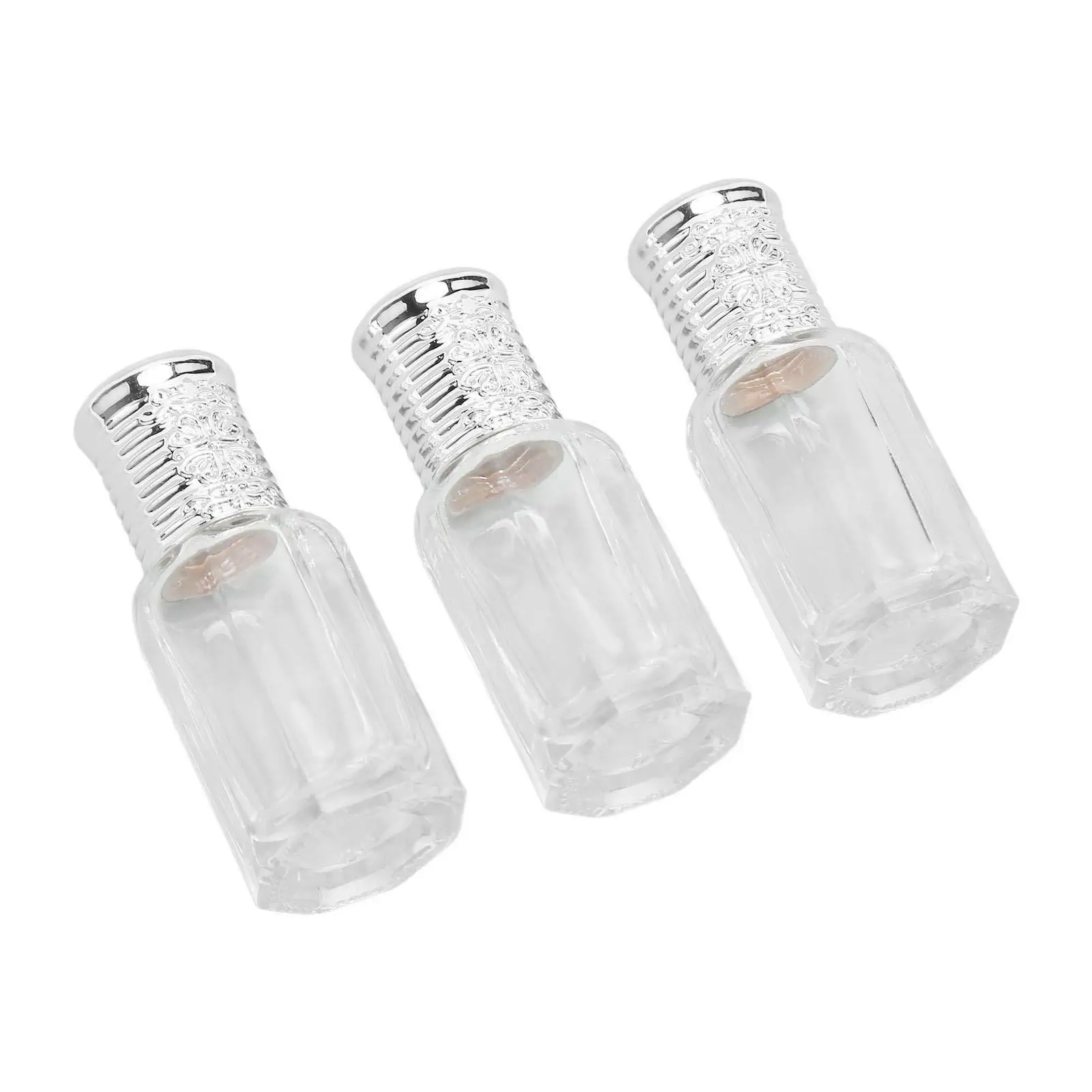 Portable Refillable Perfume Bottle - Clear Glass with Silver Cover for essential Oils & Mist Spray