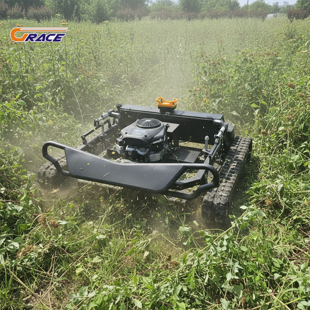 

Remote Control Crawler Lawn Mower Cordless Electric Zero Turn Mower for Garden Home Commercial Lawn