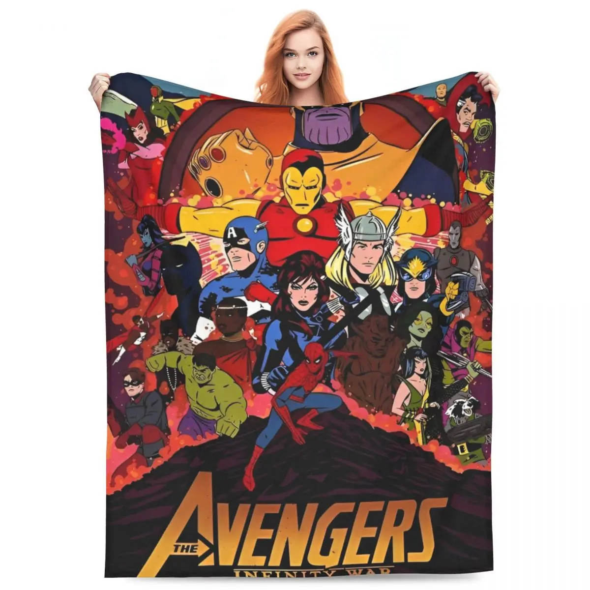 Avengers Marvel Assemble Flannel Blanket   for Couch Chair Airplane Travel Novelty Bedspread Sofa Bed Cover