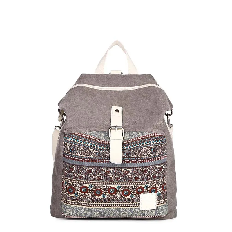 Ethnic Style Flower Embroidery Girl School Backpack Purse Women Ladies Fashion Casual Lightweight Shoulder Bag Travel Daypack