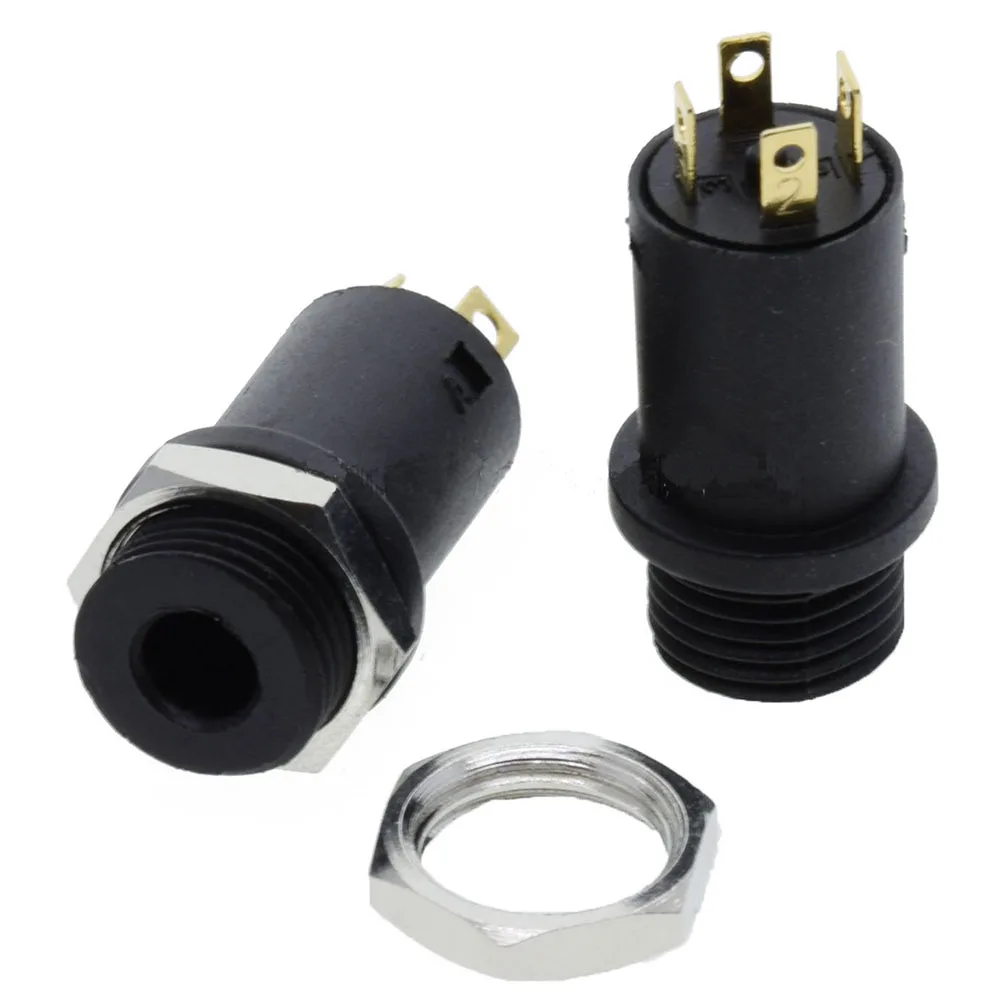 5PCS 3.5mm Audio Socket 3 4 Pole Black Panel Mount Gold Plated With Nuts Headphone Socket PJ-392A 3.5 mm Headphone Female view 6