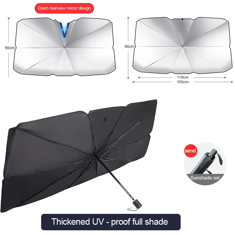 Front Car Windshield Sunshade Folding Umbrella Auto Anti-UV Sun Shade Parasol Umbrella Type for Car Window Summer Sun Protection