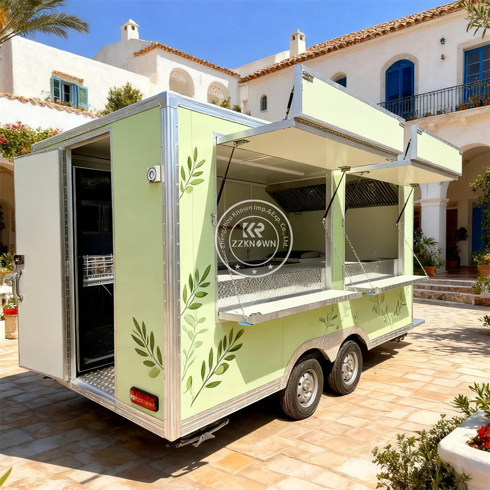 مقطورة تقديم الطعام، مقطورة الطعام، عربة الآيس كريم المتنقلة المجهزة بالكامل، شاحنة طعام القهوة في الشوارع للبيع #4