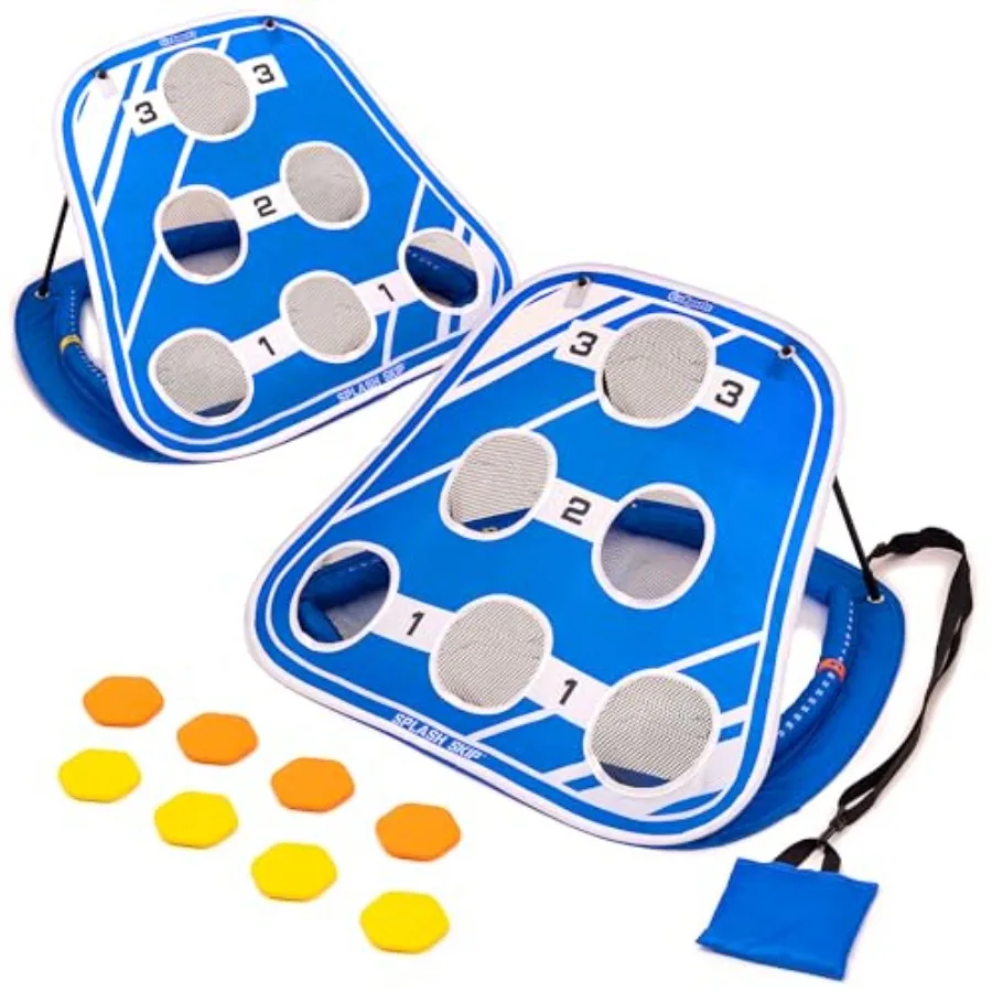 Splash Skip Floating Pool Cornhole Game Stone Skipping Swimming Pool Game for Adults Family Water Cornhole Game for Pools Lakes