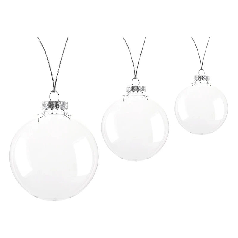 Boule de Noël Transparente en Plastique de 6/8/10cm, Décoration de ixde Nouvel An, à Faire Soi-Même, à Remplir, Ornement Pendentif