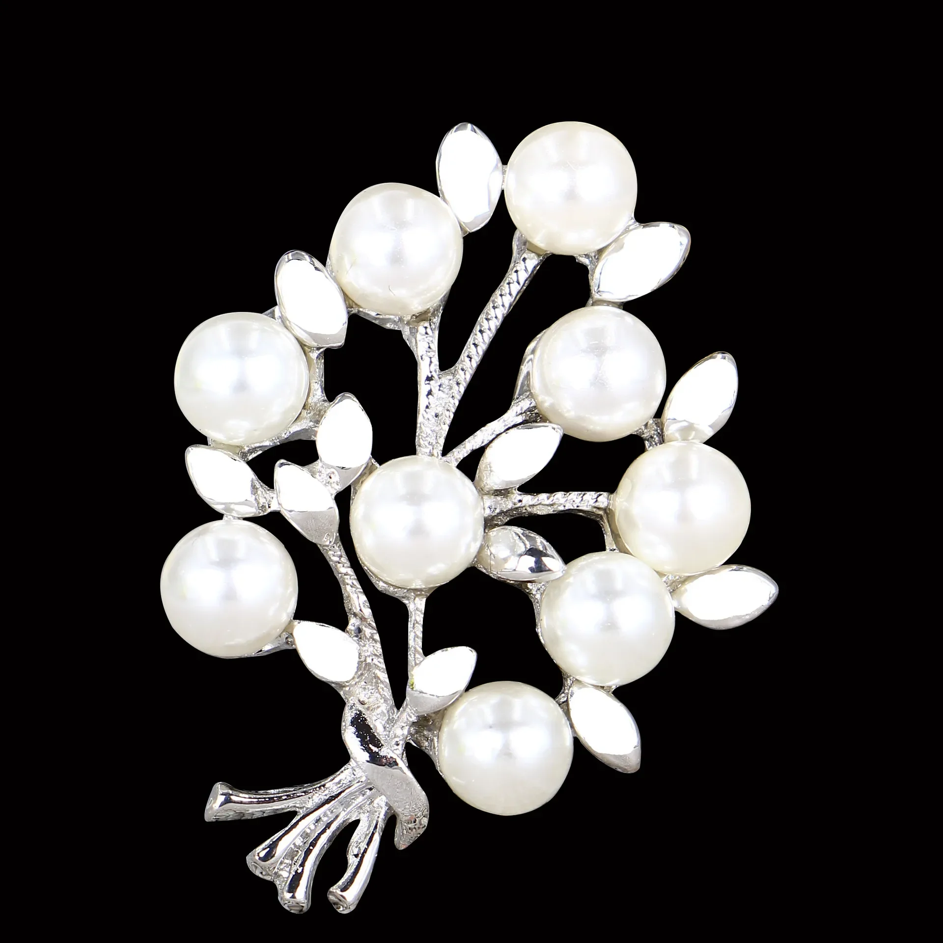 New 1pcs Silk Towel Buckle Fashion Pearl Embellishment High-end Lucky Tree Brooch Fashion Women's Corsage DIY