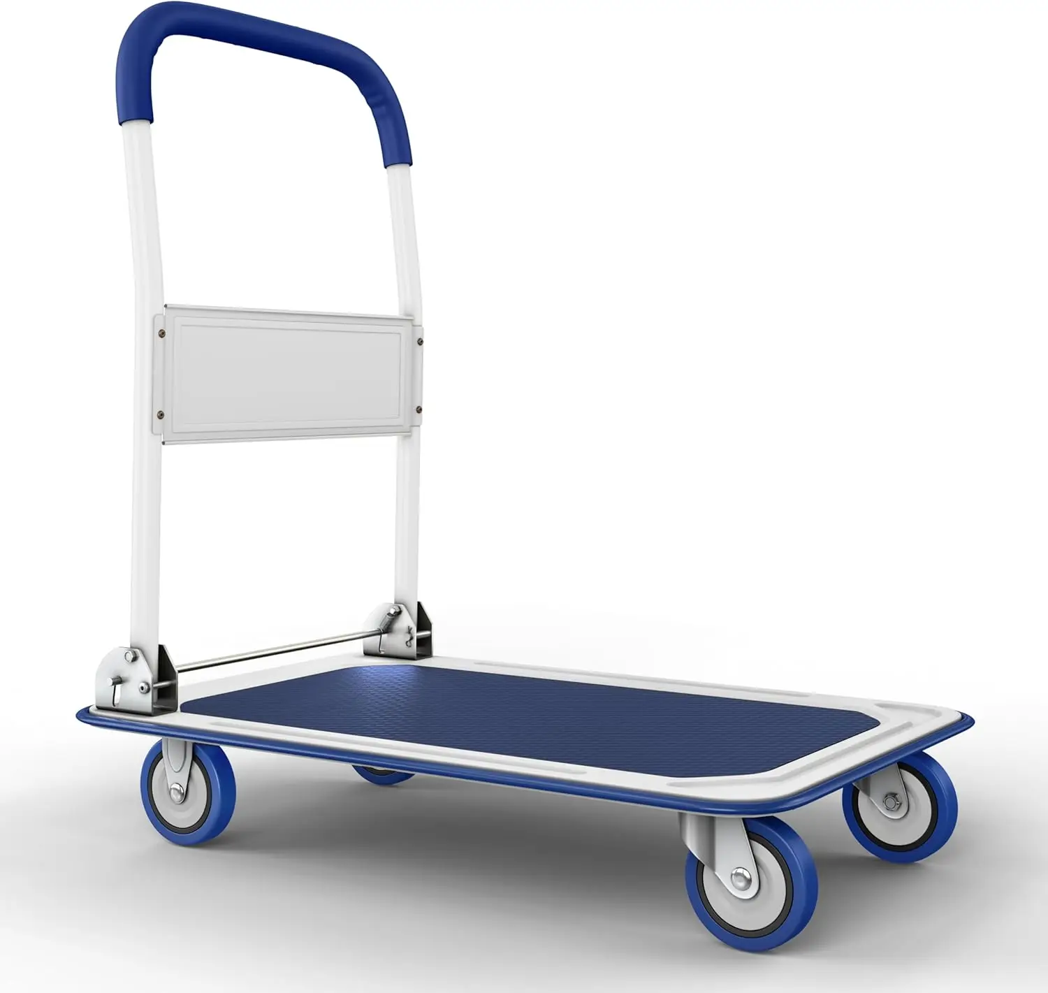 

Capacity Moving Platform Hand Truck | Heavy Duty Space Saving Collapsible | Swivel Push Handle Flat Bed Wagon - Blue