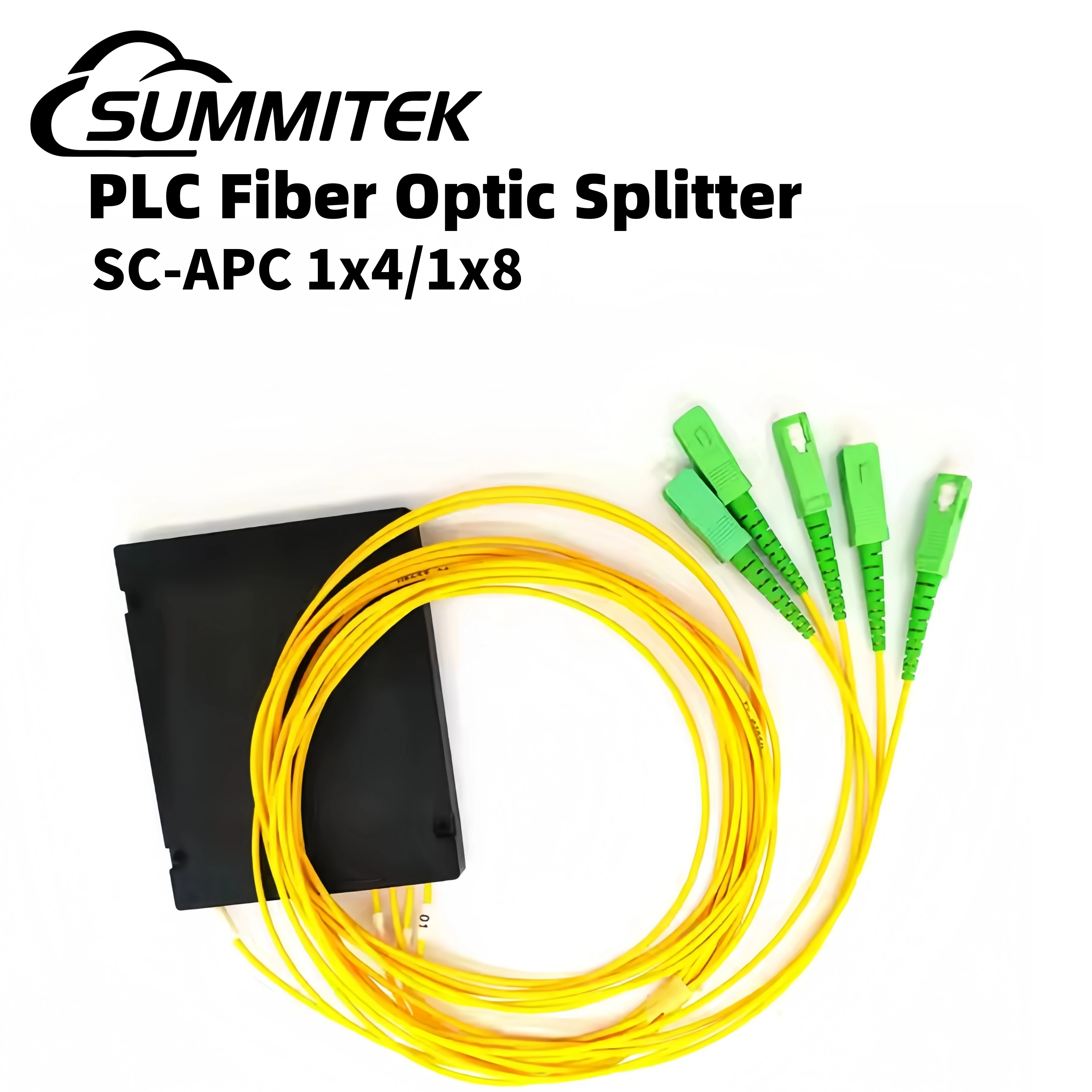 

SUMMITEK PLC Fiber Optic Splitter with ABS Box Single Mode 1X4 1X8 Computer Cable Cord 2mm SC APC Optical Patch Cable