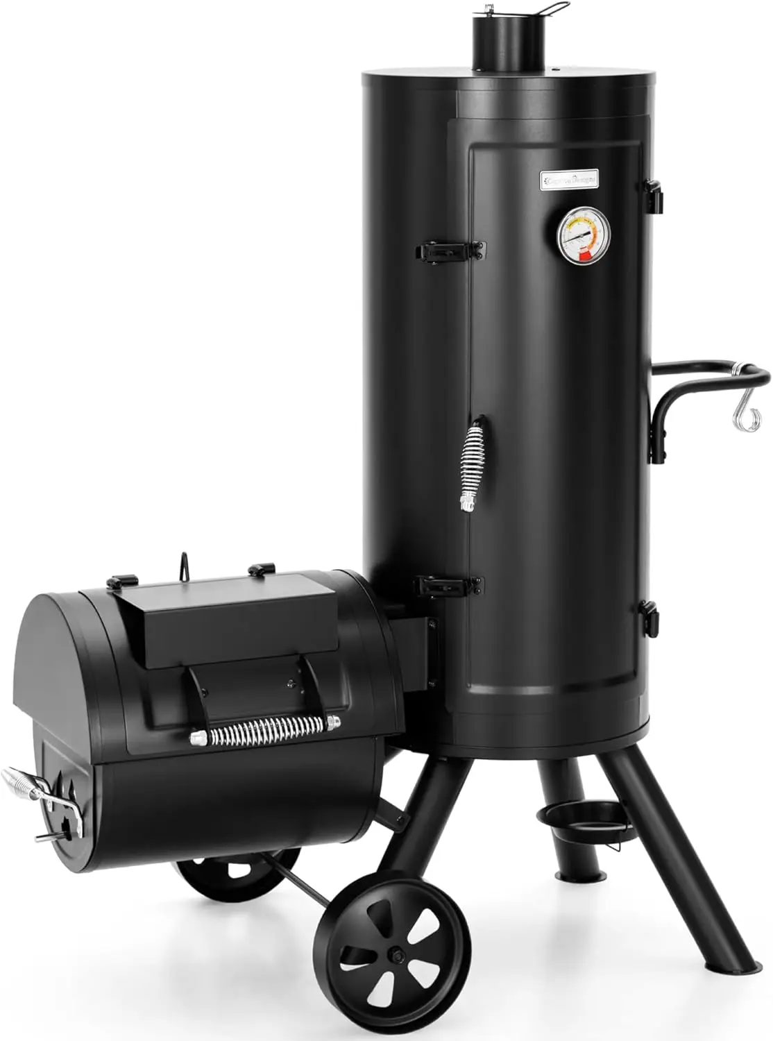 Heavy-Duty Vertical Offset Charcoal Smoker Extra Large Outdoor BBQ Gill with Offset Smoker