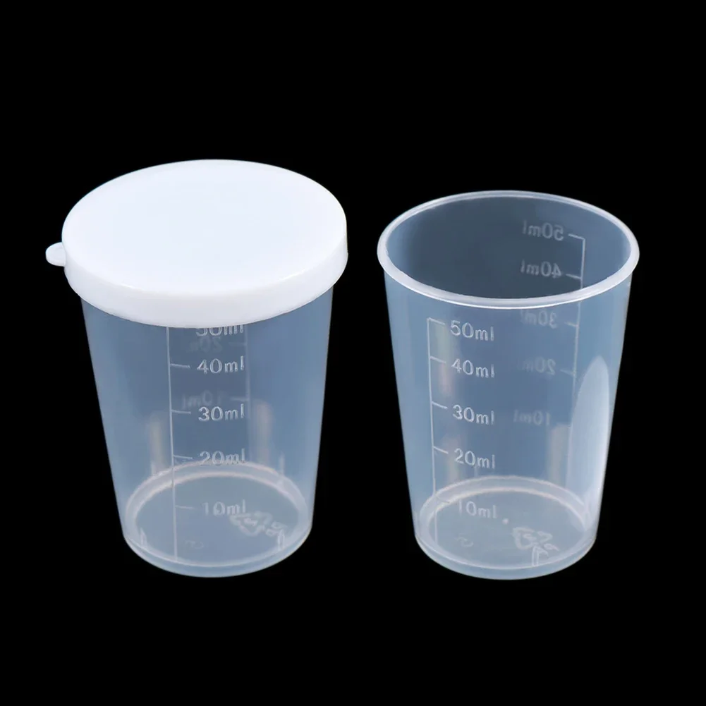 10PCS 30ML/50ML/100ML Measuring Cups With Lid With Graduated Mixing Cup Plastic Clear Liquid Container Kitchen Seasoning Cups