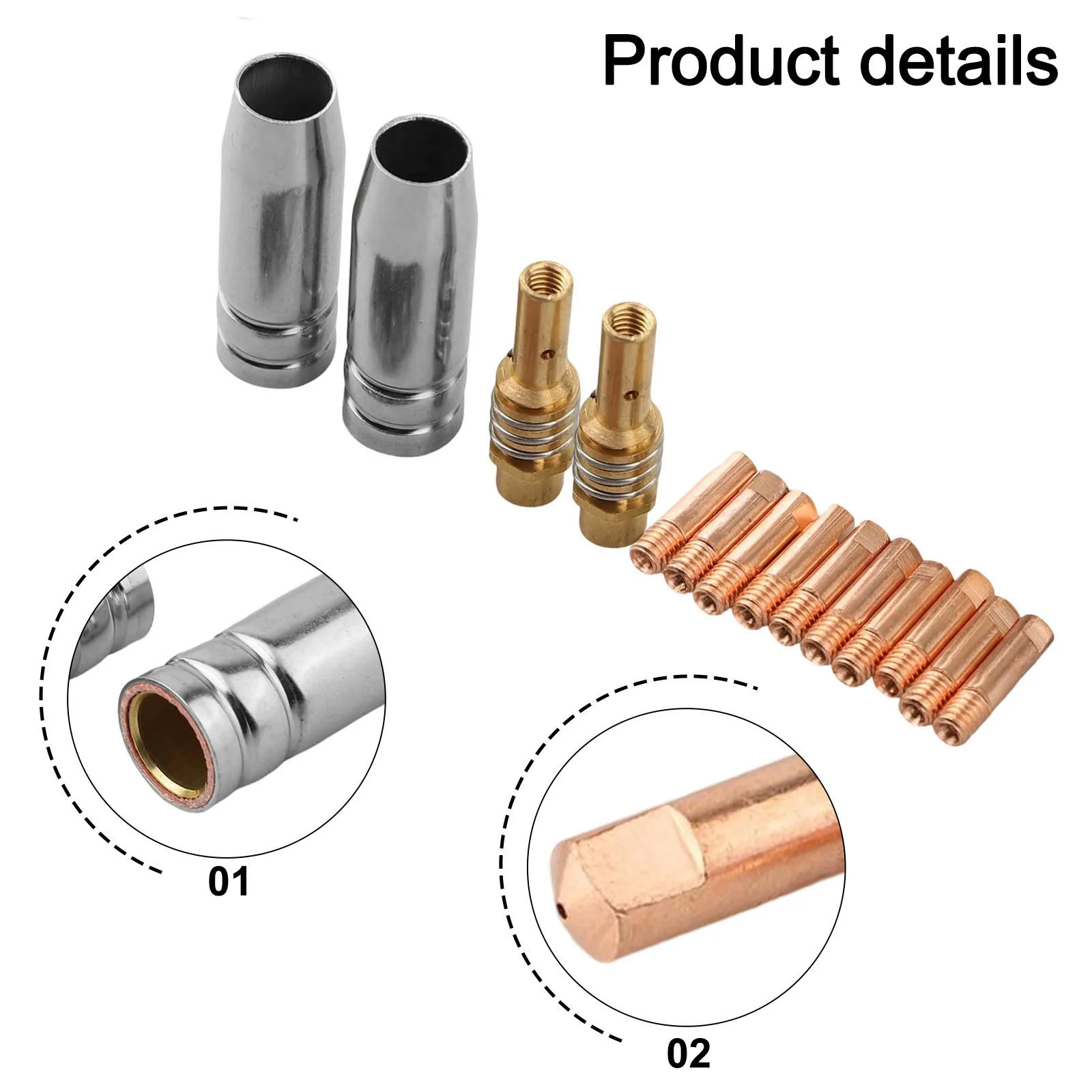

Комплект сварочных насадок из 14 шт. для MIG с газовым насадкой и диффузором, диафрагма 0 8 мм, совместимый с аксессуарами для горелки AK15 MB15 MIG MAG