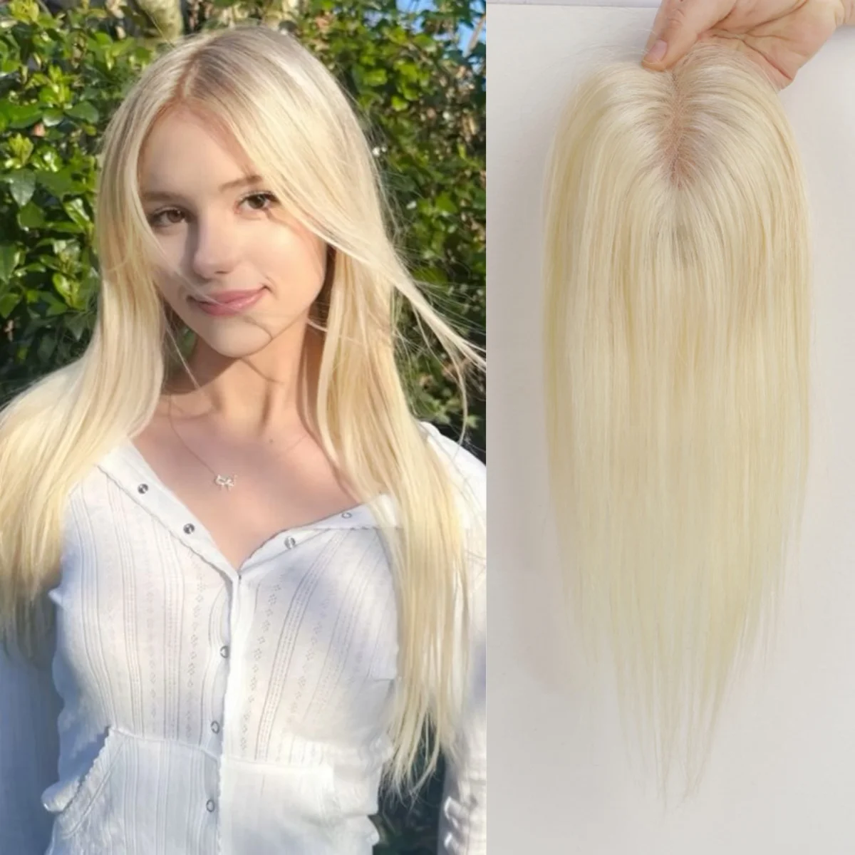 

100% человеческие волосы Remy, средняя часть, светлые волосы, заколки на шелковой основе для наращивания волос для женщин, используются с выпадениями волос