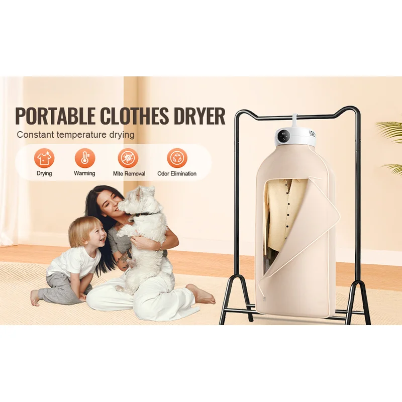 Portabl ClothesDryerElectric Clothes Dryer Multifunctional Dryer Machine with PTC Heating & LED Display for Apartments Dorms RVs