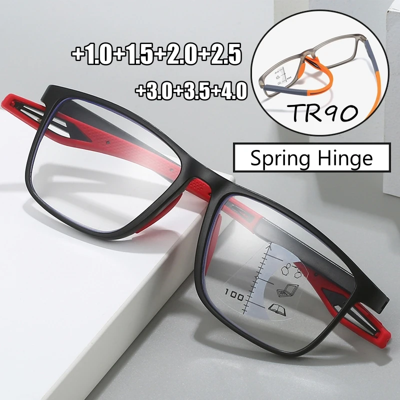 

New Pregrossive Multifocal Reading Glasses Fashion TR90 Blue Light Blocking Presbyopia Eyewear Men Women Far Sight Eyeglasses