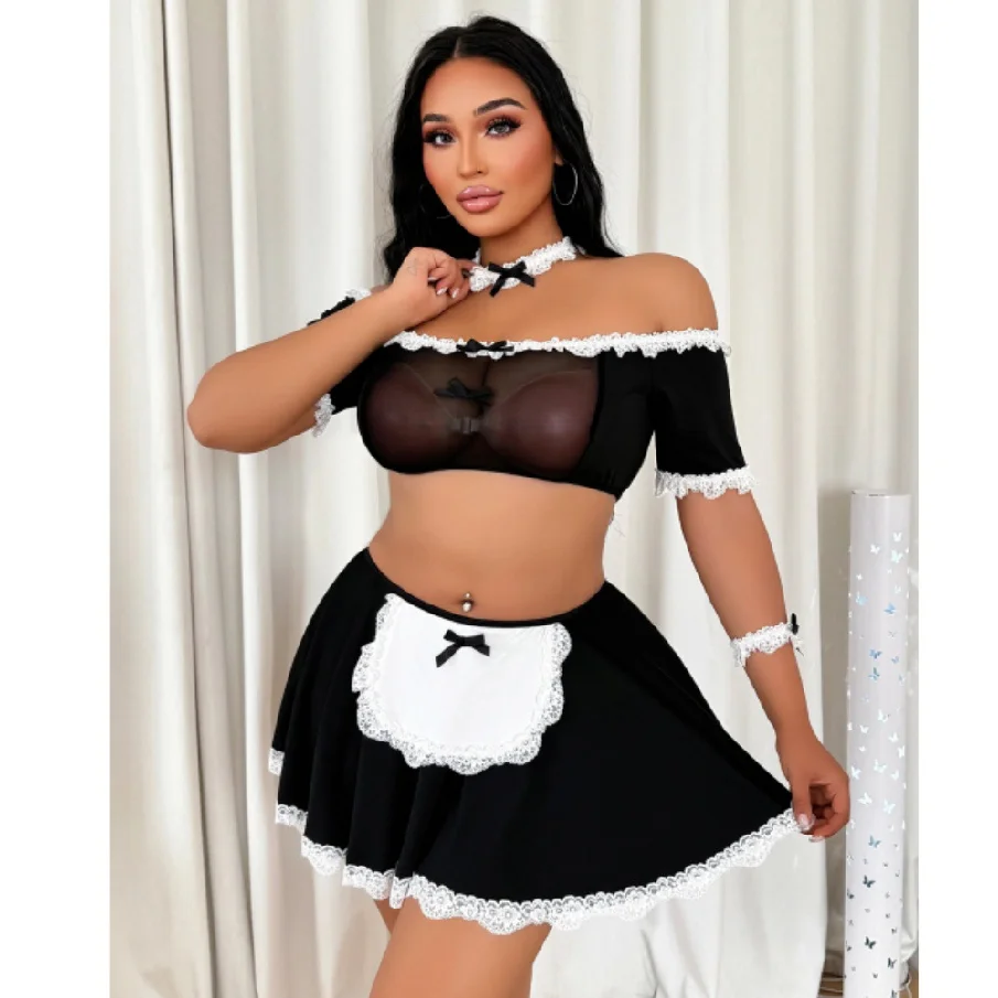 Sexy plus Size Maid Costume Sweet Role Play Suit Tutu Skirt Hot Sale Adult Women's Cosplay Party Wear