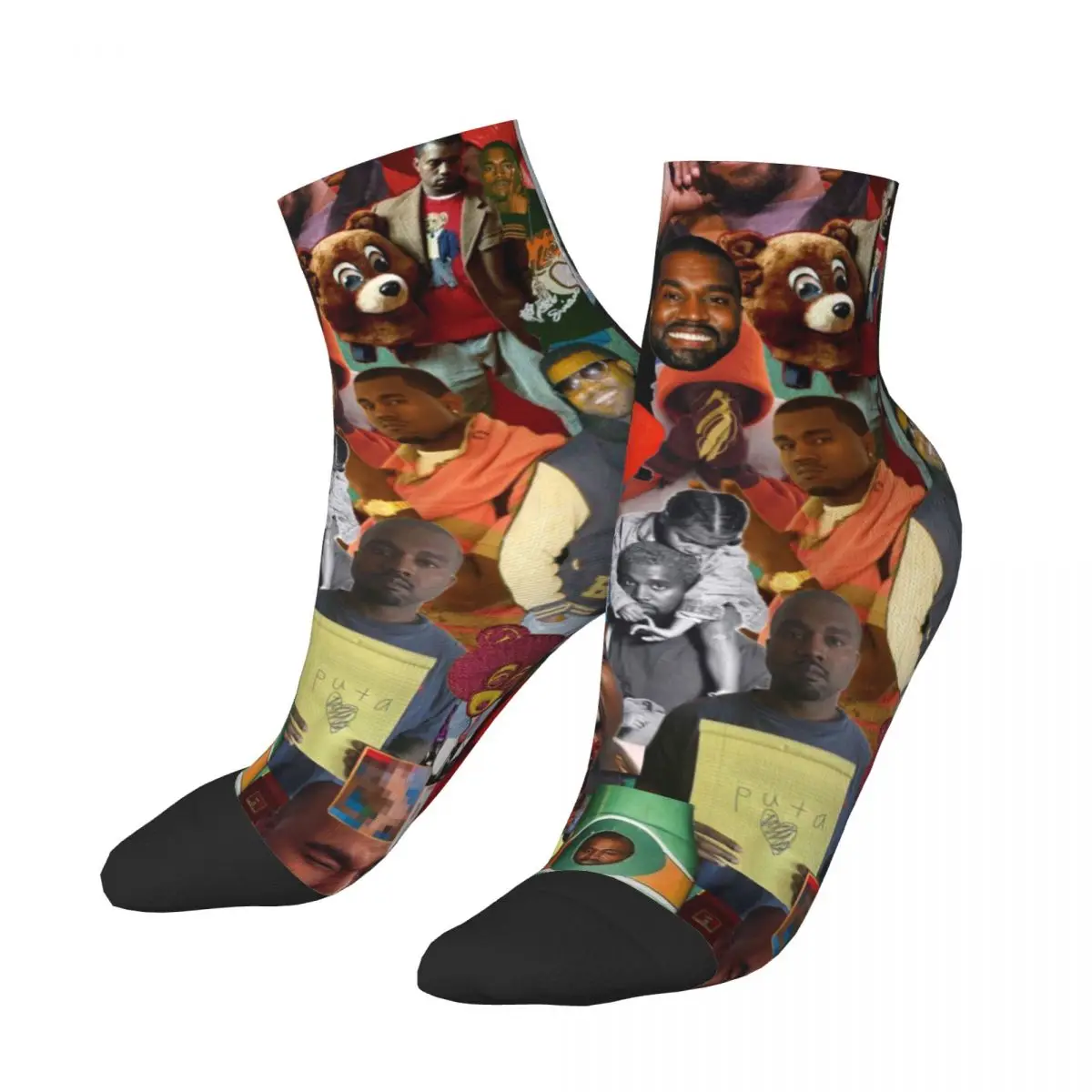 Custom Cute Funny Kanye West Collage Meme Socks Women Men Warm 3D Printed Sports Football Socks