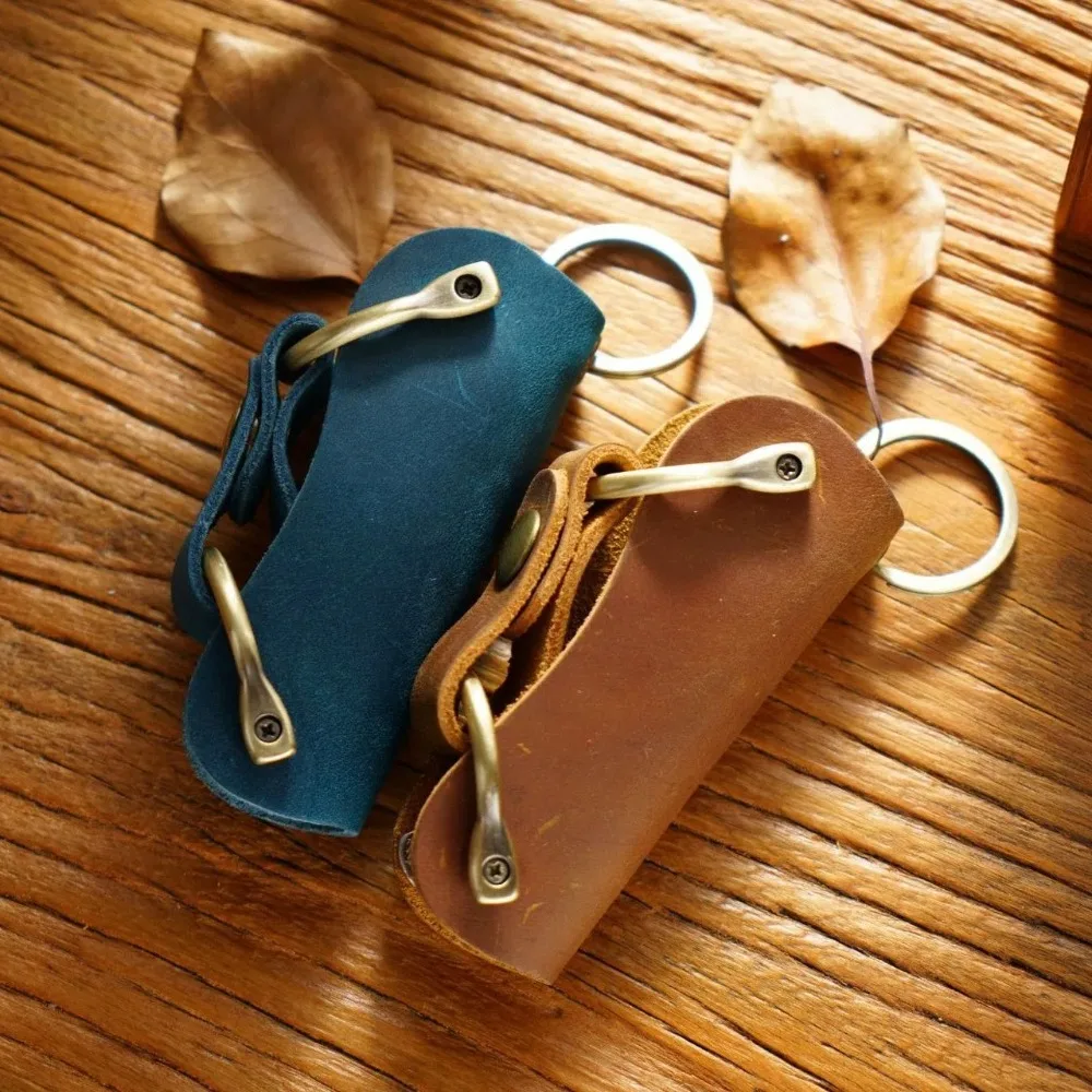 Portable with Keyring Leather Key Holder Lightweight Universal Key Wallet Holder Solid Color Key Pouch Women