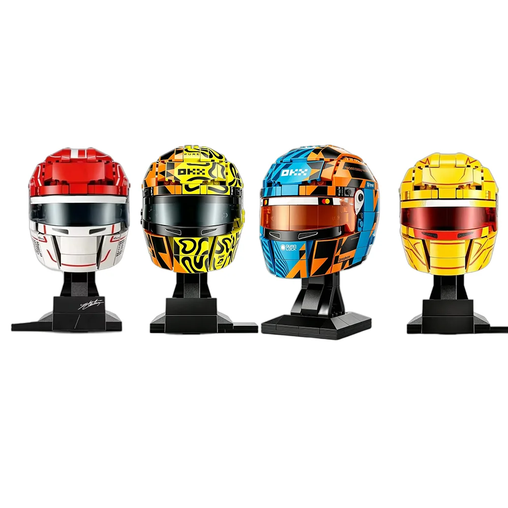 Auf Lager: 4 verschiedene Hamilton Racing Helm Bausätze in Gelb und Rot, DIY-Montagemodell, Sammlerstück für Erwachsene – Detail 2