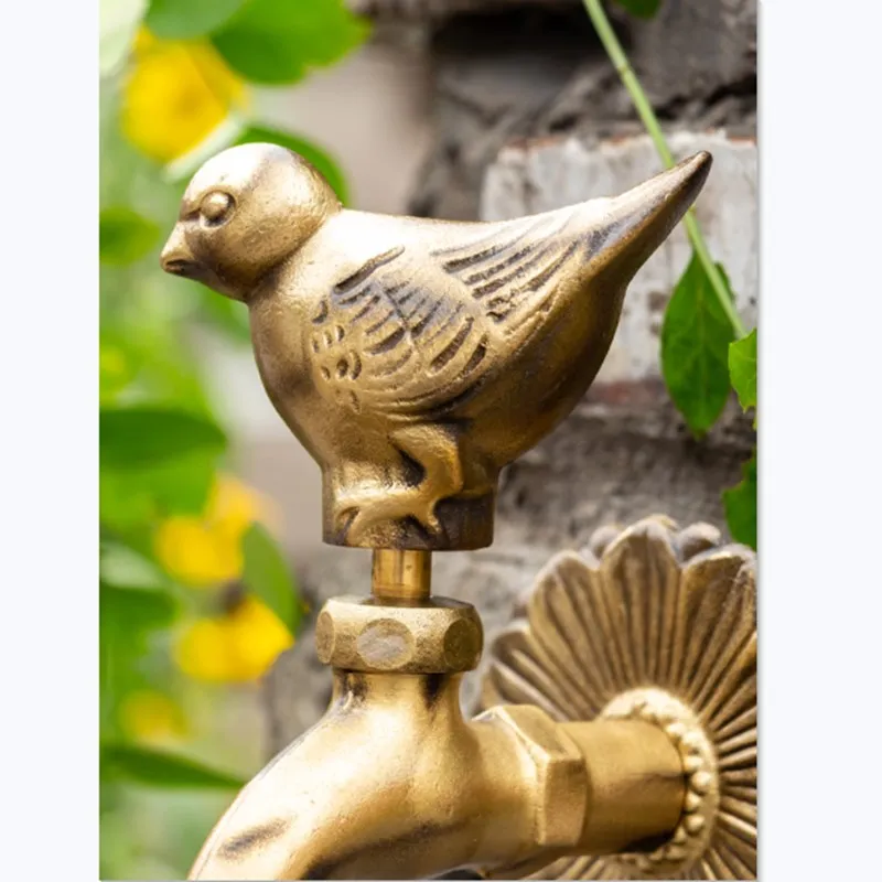 Decorative Outdoor Faucet – Antique Bronze Sparrow/Bird Shape Garden Bibcock, Rustic Style For Washing Machine & Garden Use