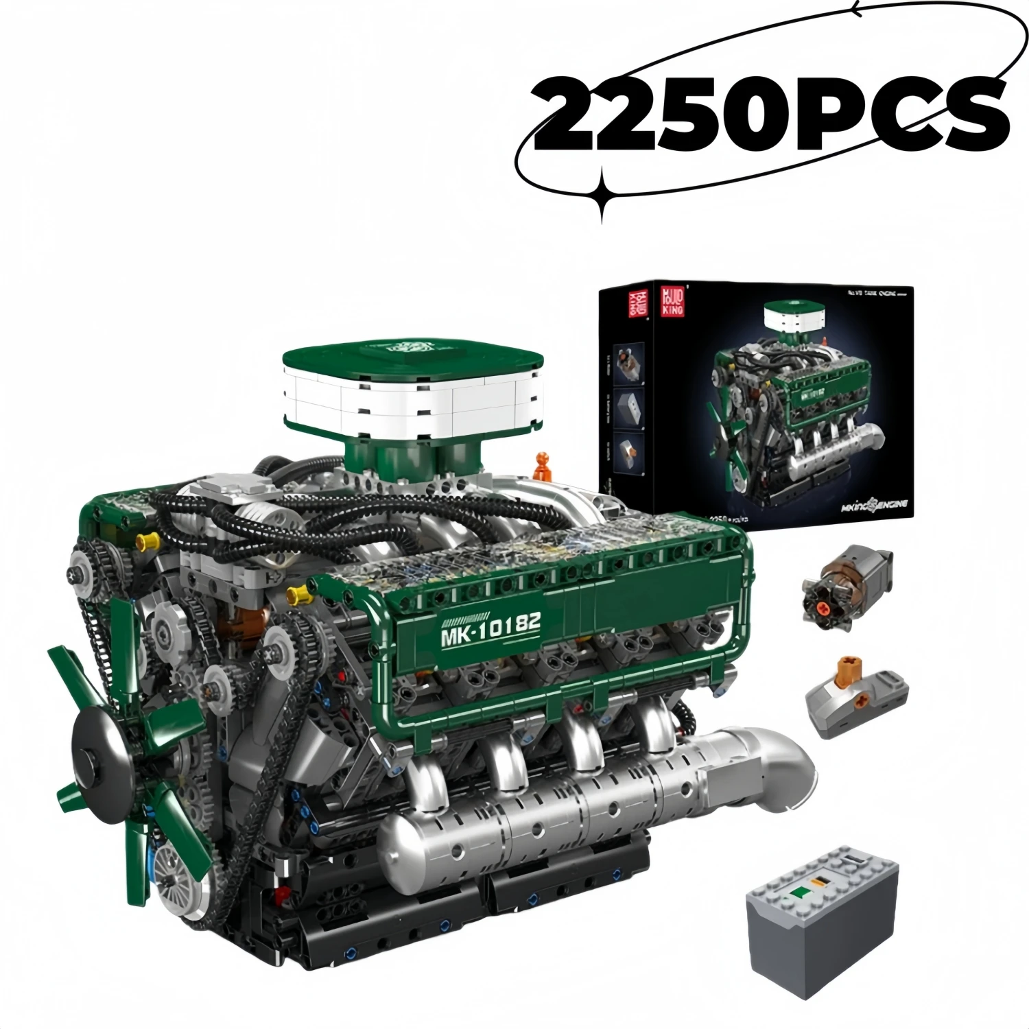 

2250PCS Mould King Car Engine Toys The Motorized V8 Tank Engine Building Block Assembly Engine Brick Kids Christmas Gift