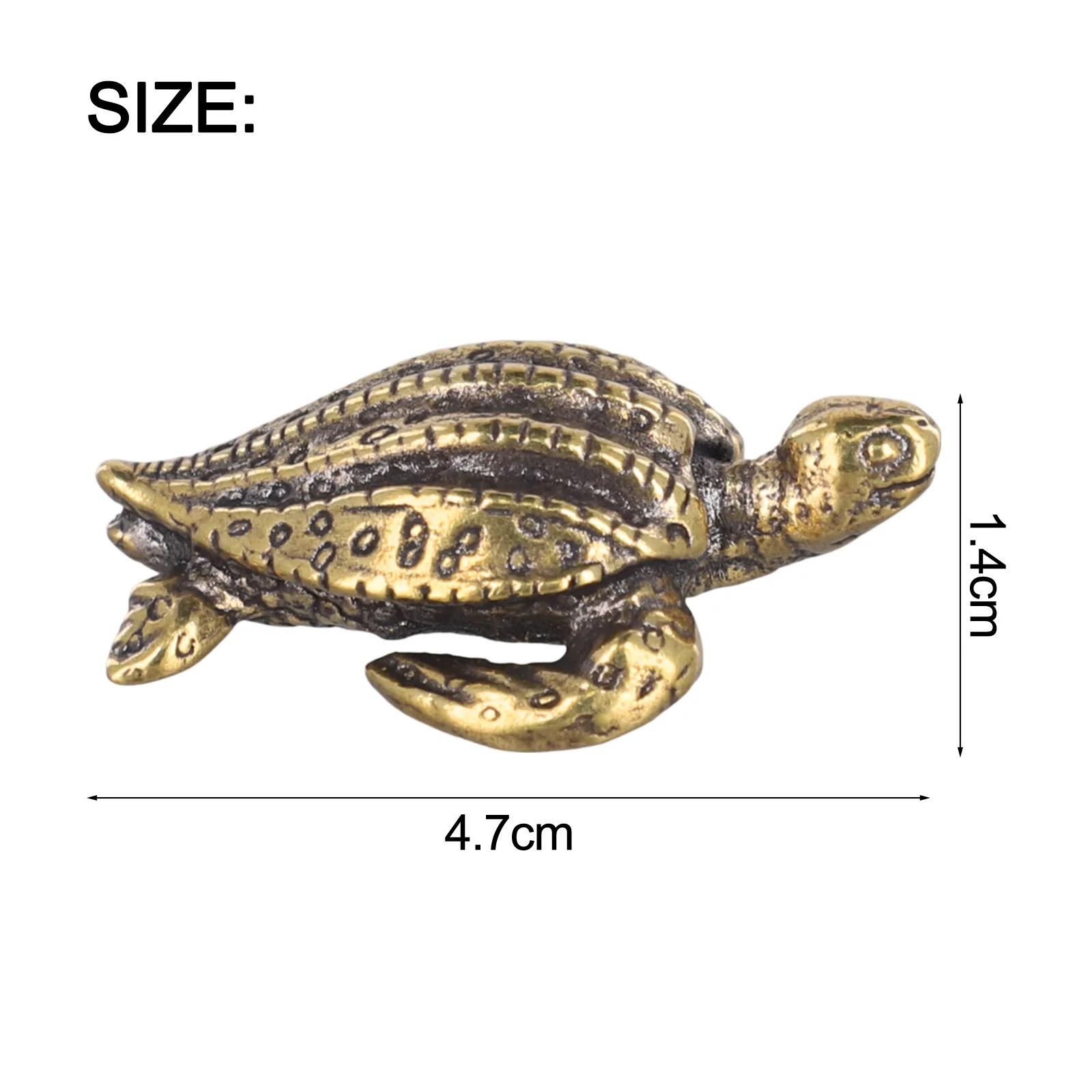 Turtle Copper Tortoise 4.7*1.4cm Antique Crafts Brass Animal Statue Creative Figurine Home Decoration Brand New