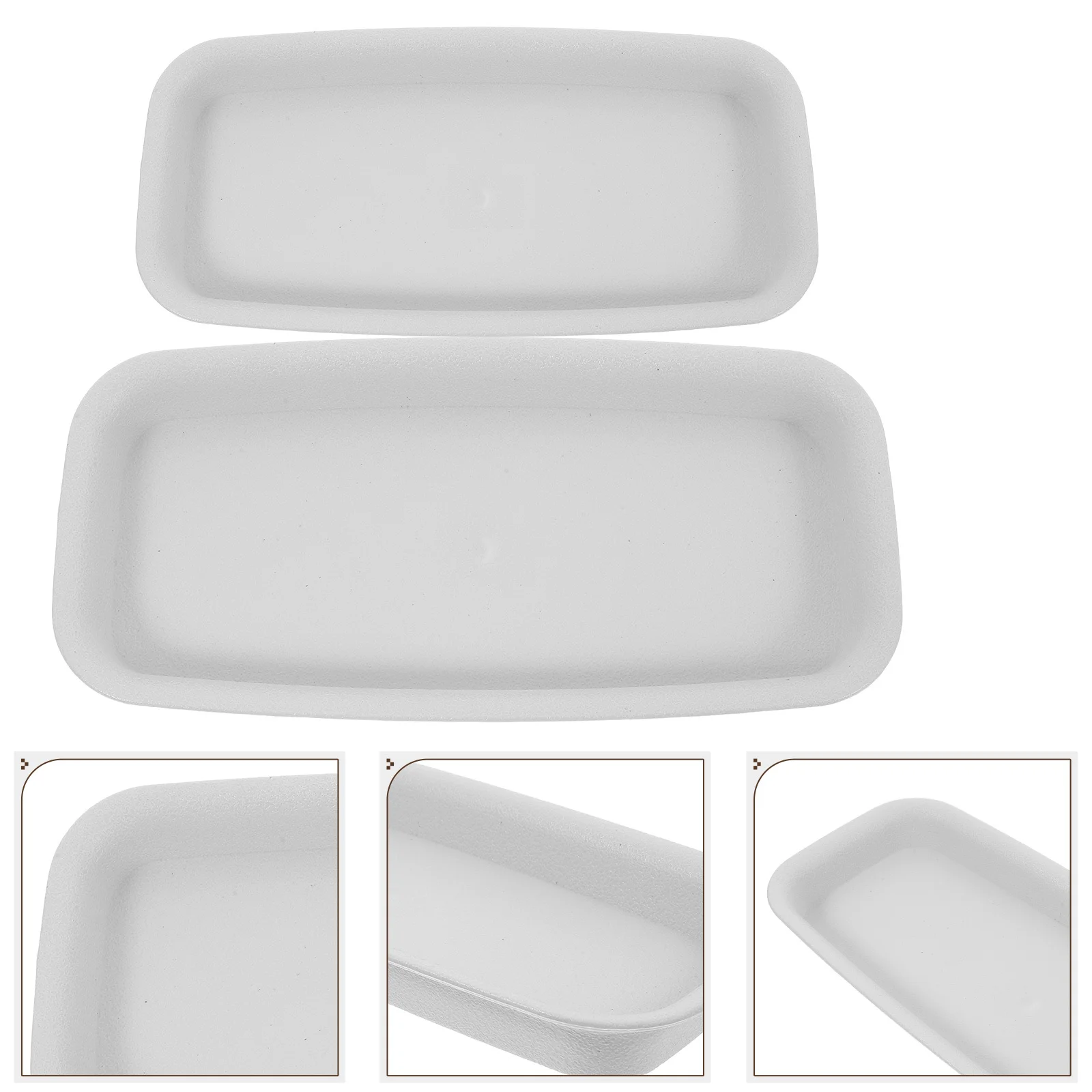 

4Pcs Rectangle Plant Pot Tray Deep Groove Design Plant Saucer Plastic Water Catcher Floor Protector Plastic Growing Trays