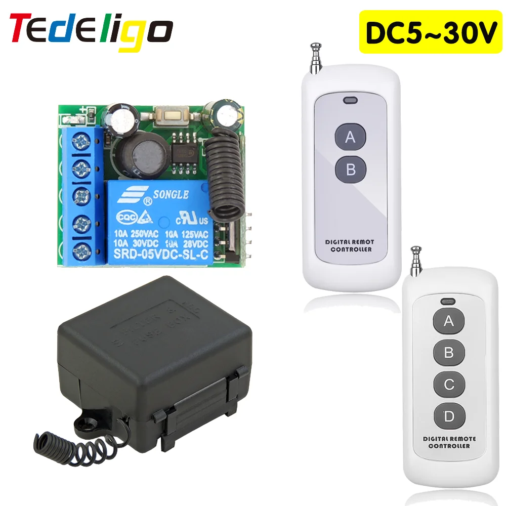 433Mhz Wireless Remote Control Switch DC 5V 12V 24V 30V 1CH rf Relay Receiver and 300M Transmitter For Electromagnetic lock Door