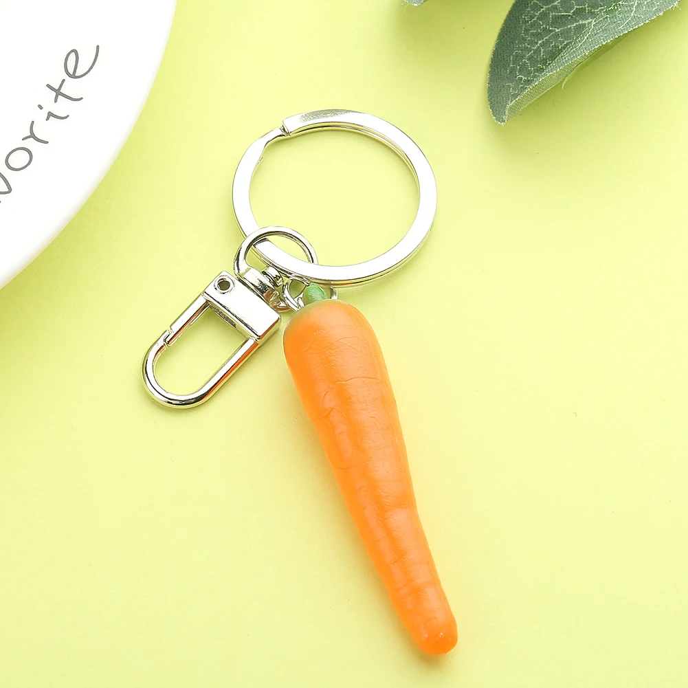 Simulation Carrot Food Keychain Fake Vegetable Model Photography Props Boy Toys Car Key Ring Bag Hanging Pendant Jewelry Gift