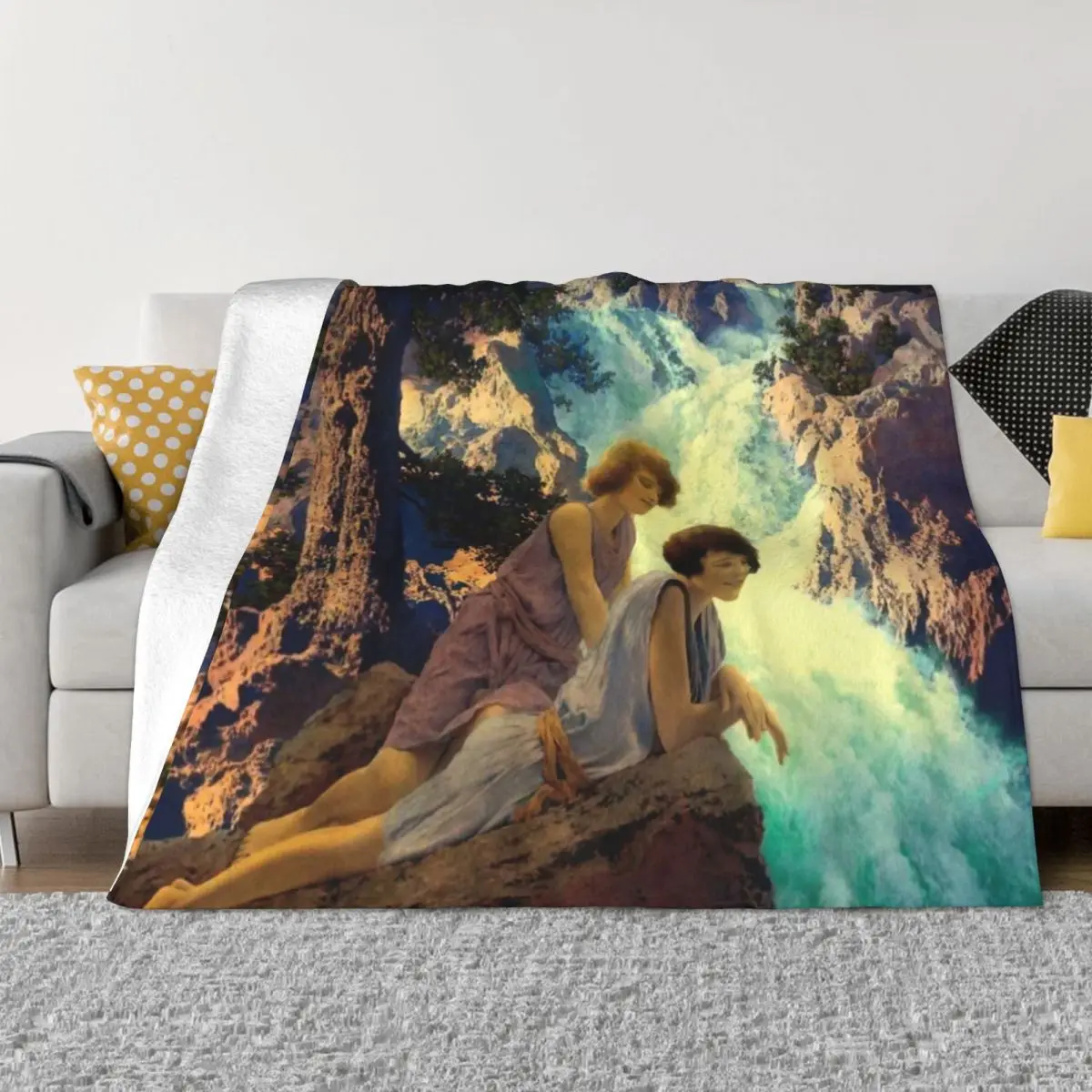 

Maxfield Parrish. Waterfall Throw Blanket Thermals For Travel Sleeping Bag Sofa Quilt Soft Plush Plaid Beach Blankets