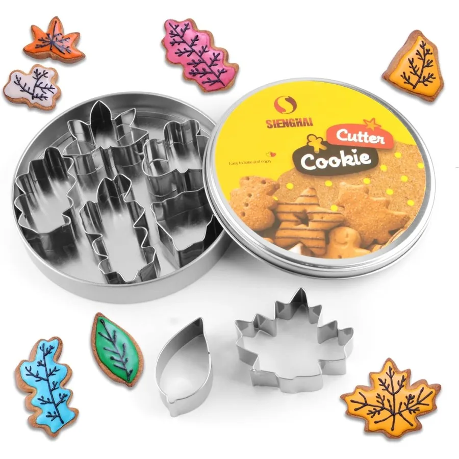 Juego de 7 cortadores Ce de hojas de otoño, cortadores Ce de hojas de otoño, hoja de Aspen de roble y arce, etc. Formas temáticas navideñas de otoño para hornear