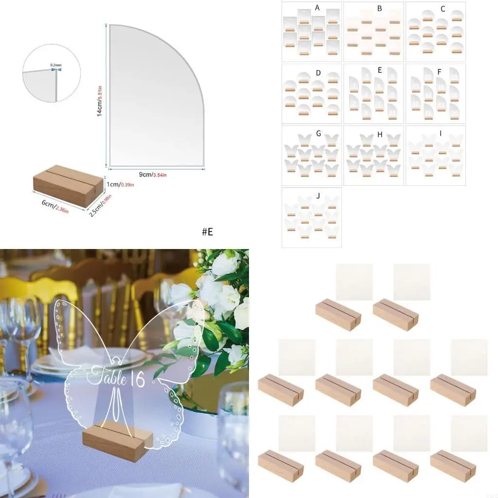 

10 шт. настольный держатель для вывесок с деревянным основанием, держатель для карточек для свадебной вечеринки X3UC