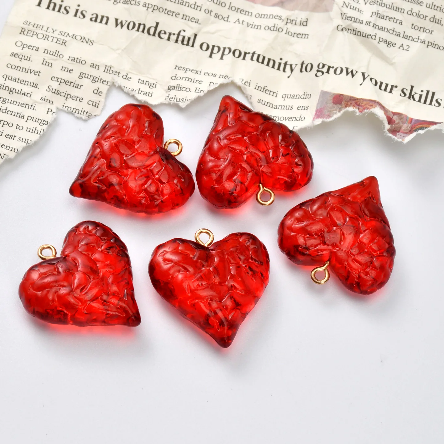 5pcs Cute Concave-convex Surface Heart Pendants Charms For DIY Jewelry Making Accessories Handmade Earring Necklace Bracelet