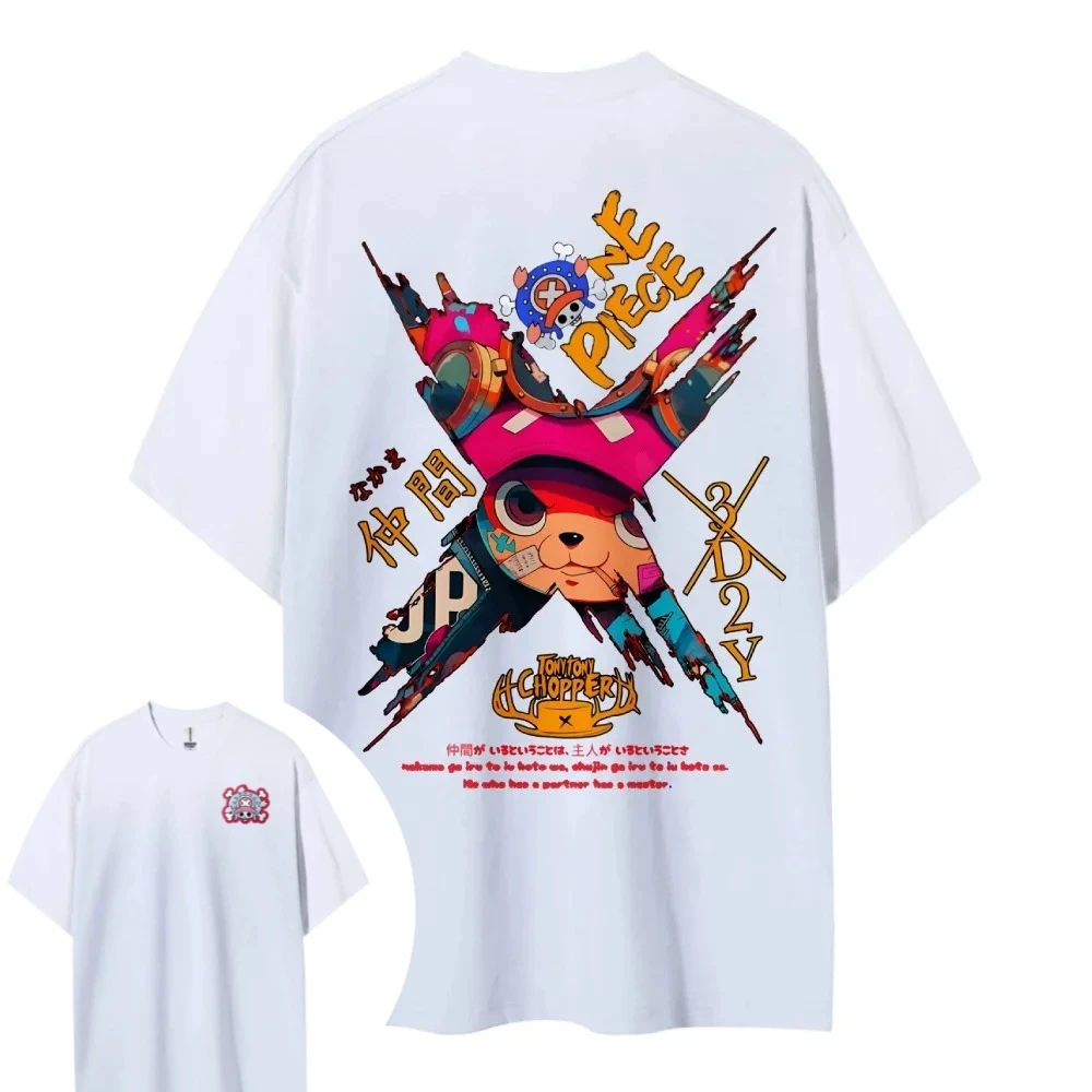 

ONE PIECE Hot-blooded Animation Choba Short-sleeved Men's and Women's Same Style Comfortable Short-sleeved Couple's Casual Top
