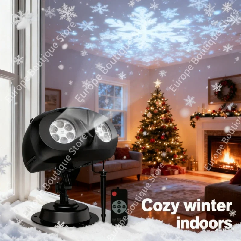 Новинка 2023 года, водонепроницаемый уличный проектор для снегопада, свет в форме совы, уличный ландшафтный динамический светодиодный проекционный светильник в форме снежинки